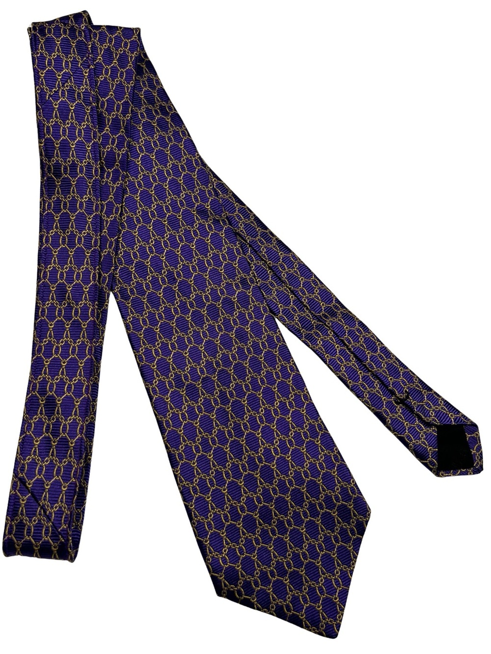 Sulka Purple Gold Chain Link Silk Tie Made in France